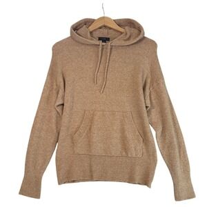 J.Crew Wool Alpaca Hooded Sweater Womens S Tan Fuzzy Soft Cozy Pullover